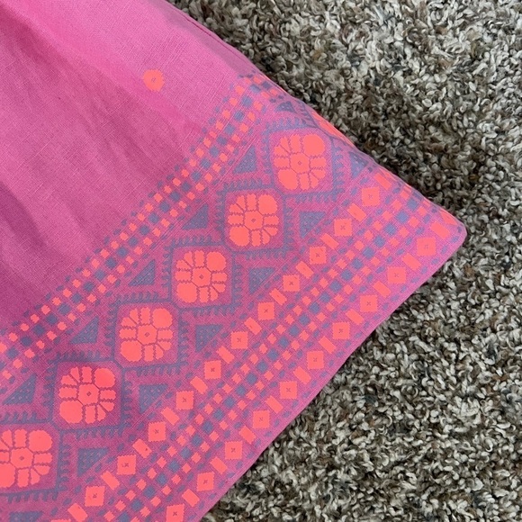J.Crew Pink Linen Blend Paperbag Mini Skirt Aztec Print - Picture 2 of 4